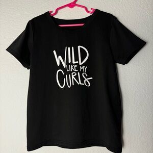 SHEIN Kids Black Tshirt Wild Like My Curls in a Size 7
